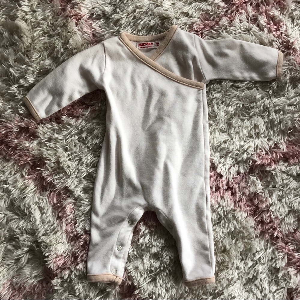 Vintage Newborn Creme Minimal Footless Onsie